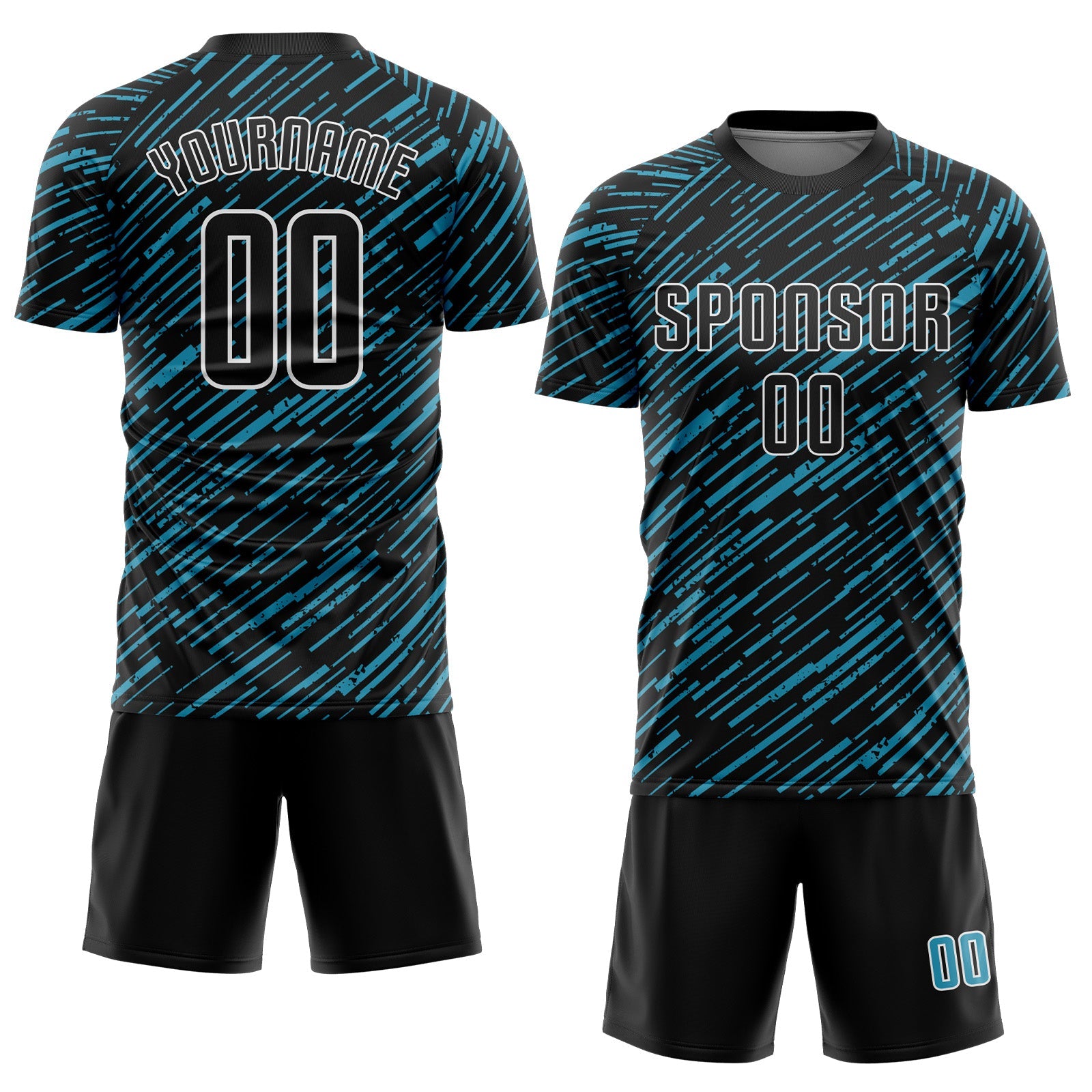Custom Black Panther Blue-White Line Sports Sublimation Soccer Uniform Jersey view 2
