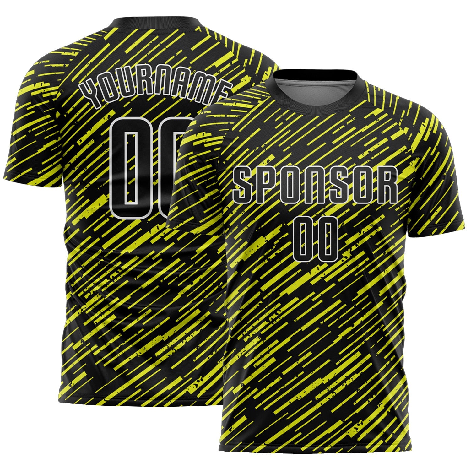 Custom Black Neon Yellow-White Line Sports Sublimation Soccer Uniform Jersey - Main View