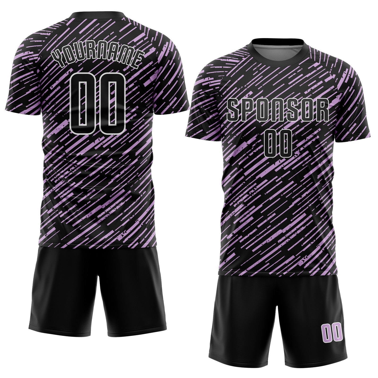 Custom Black Light Purple-White Line Sports Sublimation Soccer Uniform Jersey view 2