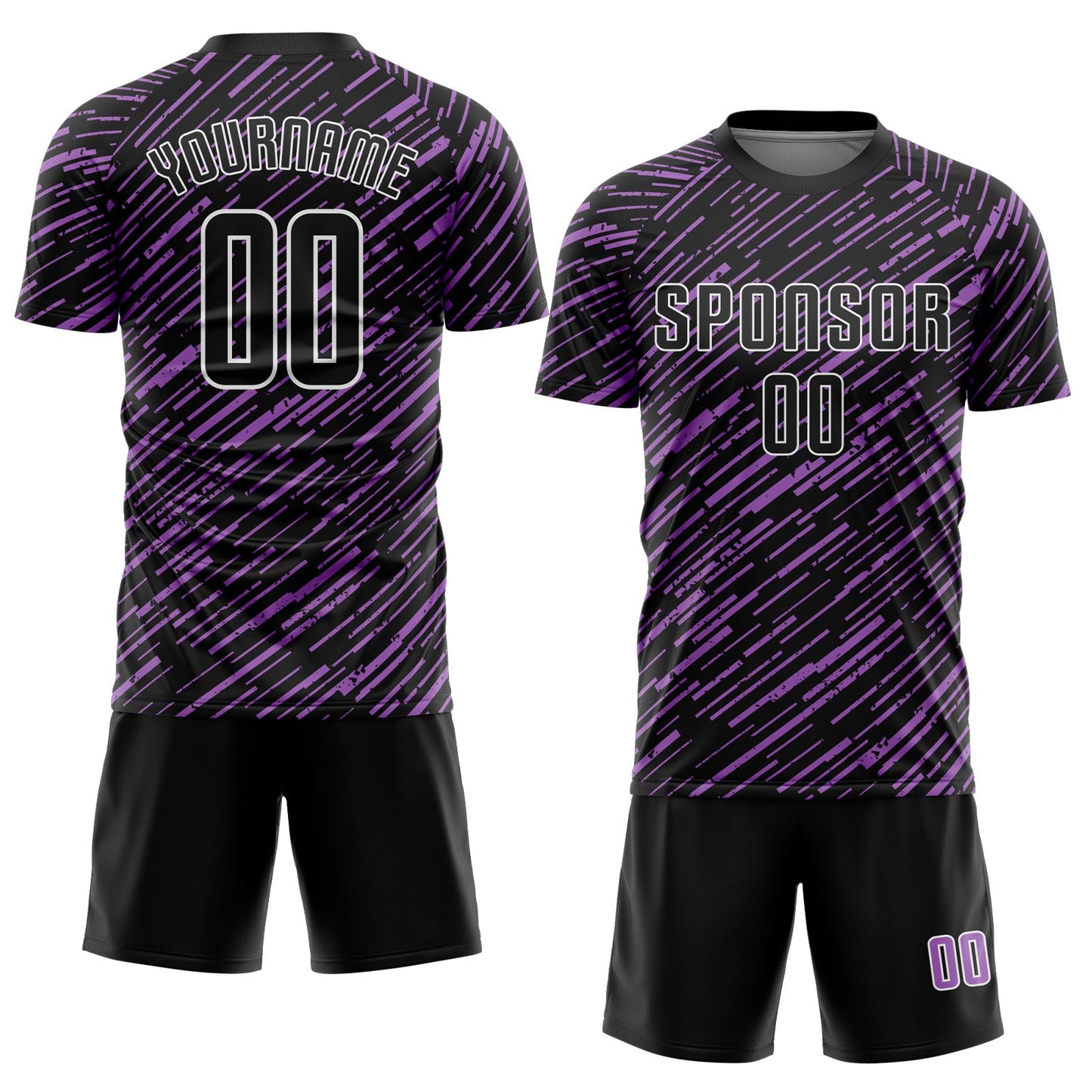 Custom Black Medium Purple-White Line Sports Sublimation Soccer Uniform Jersey view 2