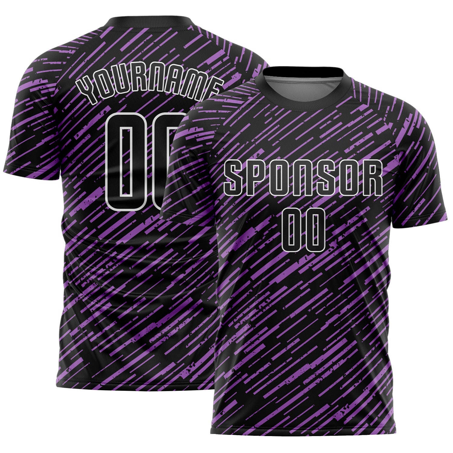 Custom Black Medium Purple-White Line Sports Sublimation Soccer Uniform Jersey - Main View