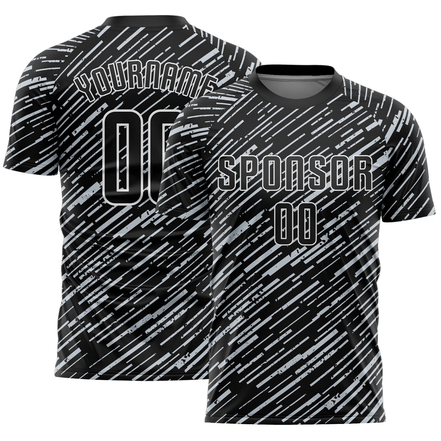 Custom Black Silver-White Line Sports Sublimation Soccer Uniform Jersey - Main View