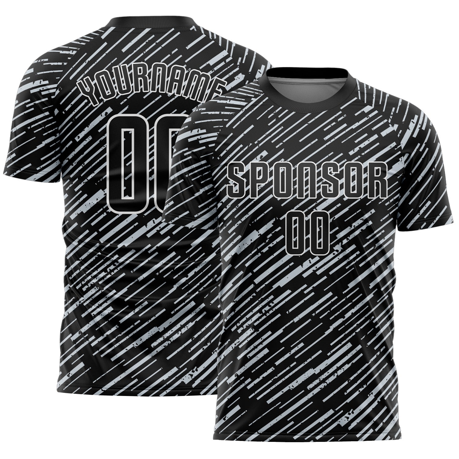 Custom Black Silver-White Line Sports Sublimation Soccer Uniform Jersey - Main View
