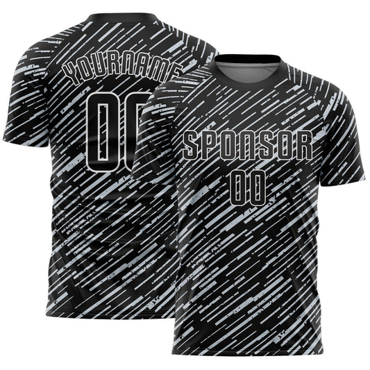 Custom Black Silver-White Line Sports Sublimation Soccer Uniform Jersey - Main View