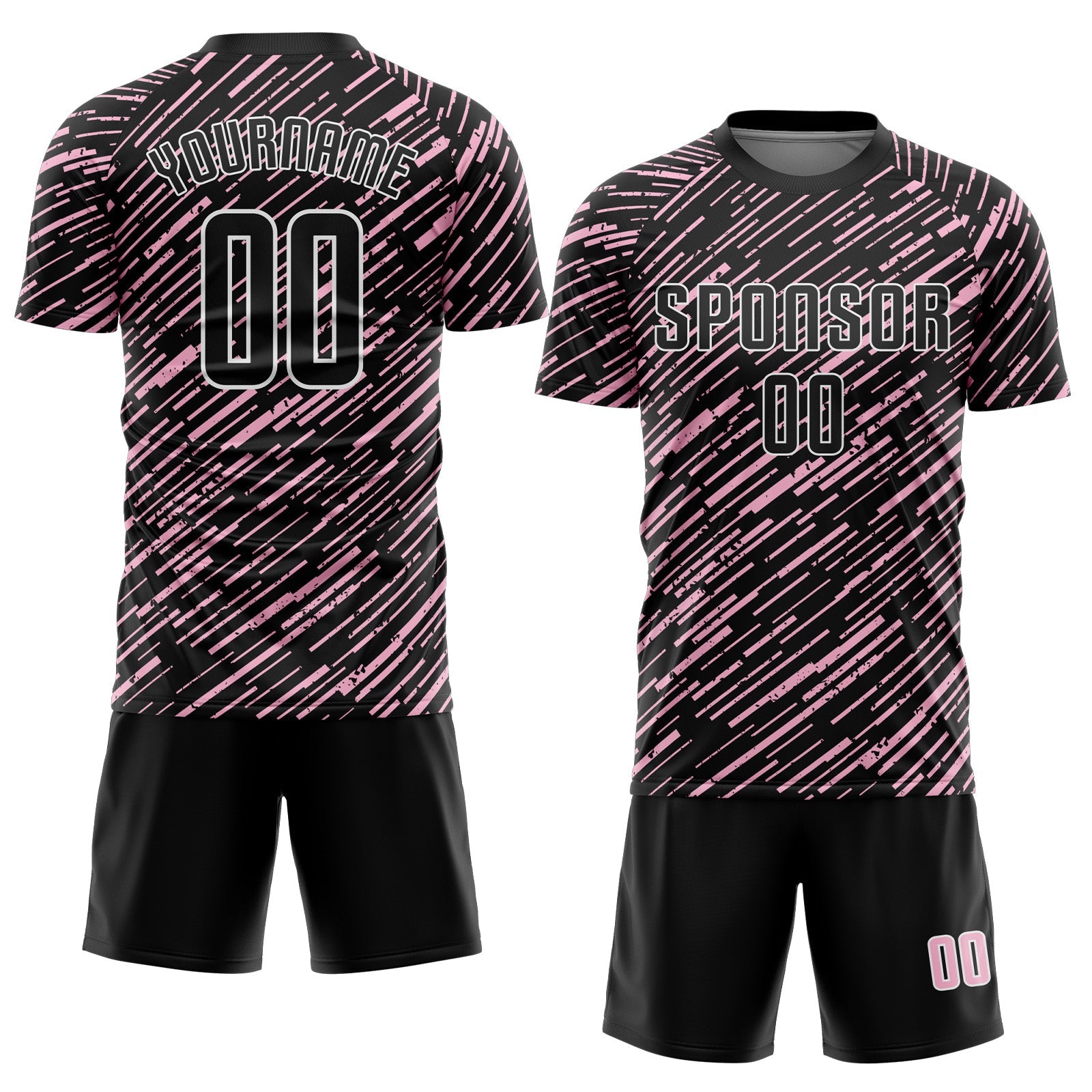 Custom Black Light Pink-White Line Sports Sublimation Soccer Uniform Jersey view 2