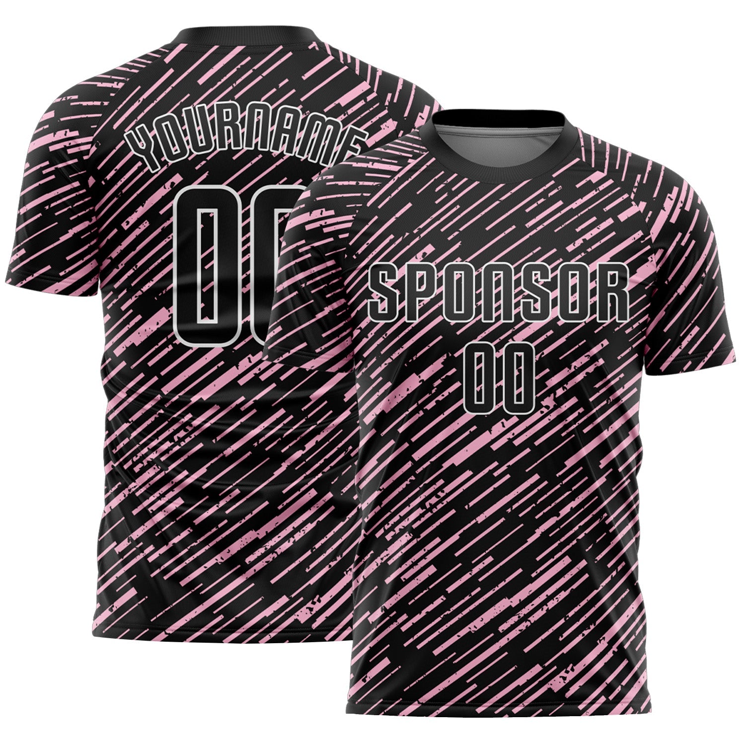 Custom Black Light Pink-White Line Sports Sublimation Soccer Uniform Jersey - Main View