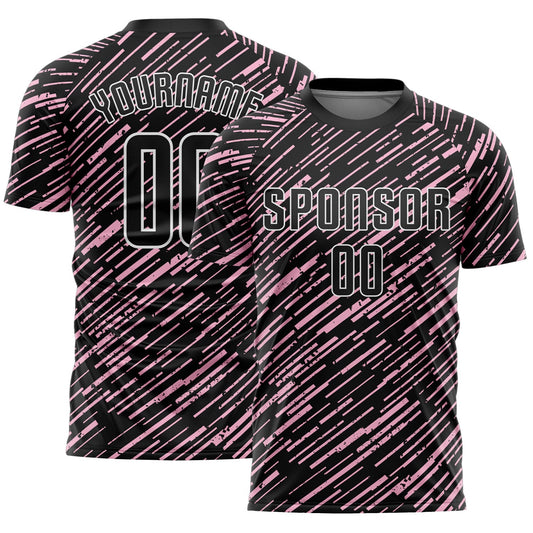 Custom Black Light Pink-White Line Sports Sublimation Soccer Uniform Jersey - Main View