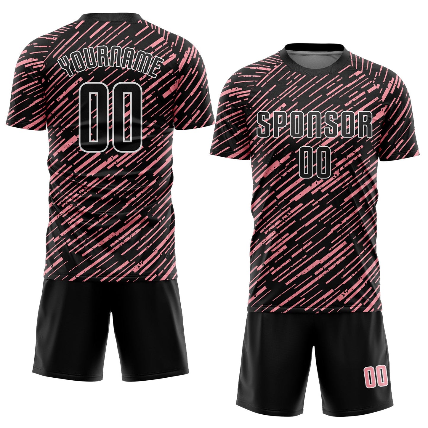 Custom Black Medium Pink-White Line Sports Sublimation Soccer Uniform Jersey view 2