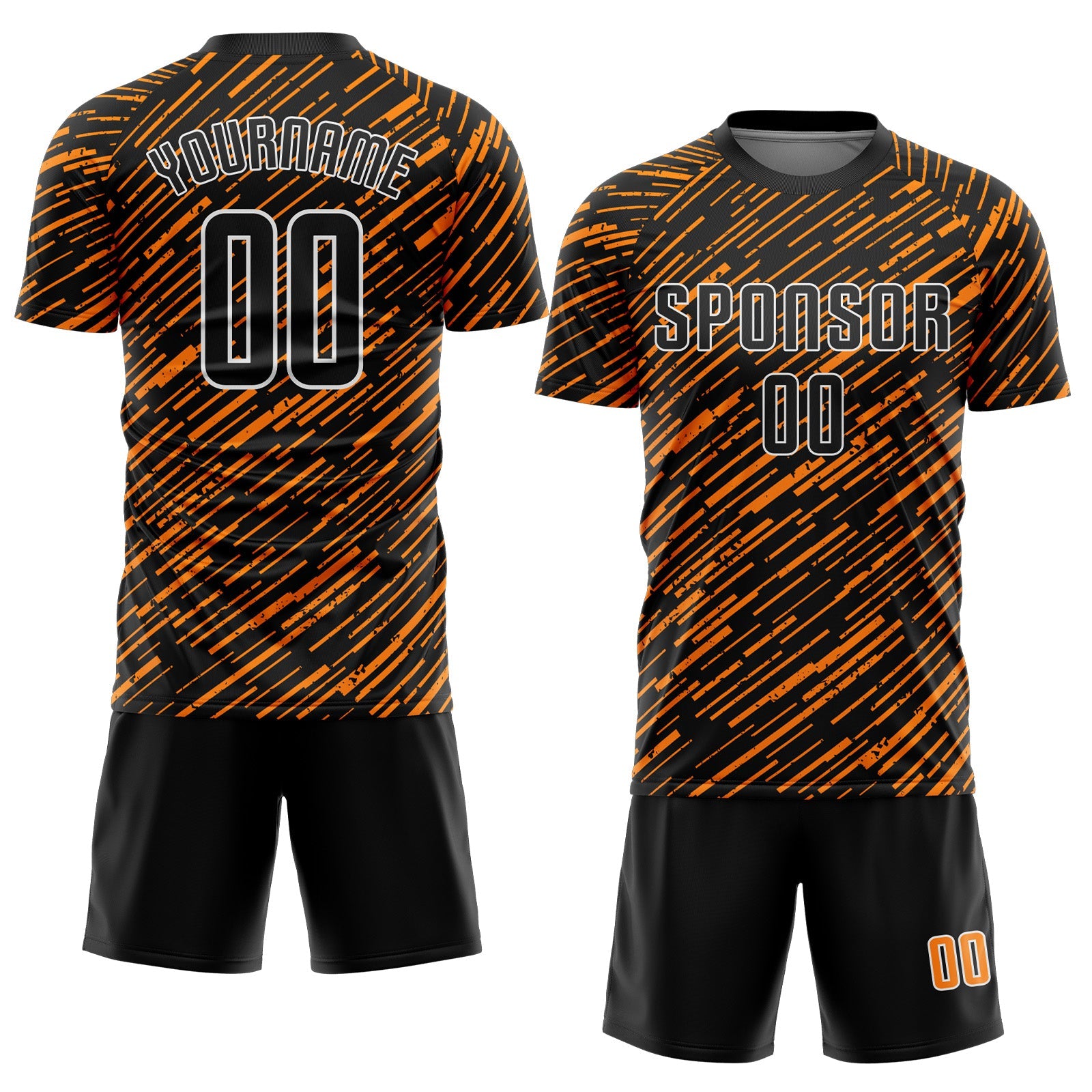 Custom Black Bay Orange-White Line Sports Sublimation Soccer Uniform Jersey view 2