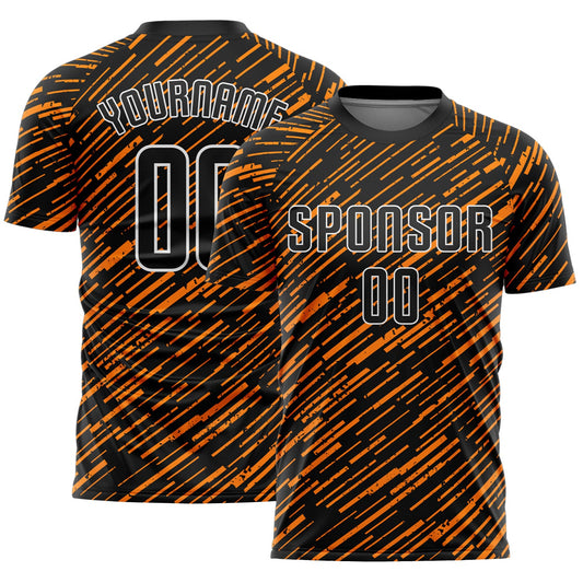Custom Black Bay Orange-White Line Sports Sublimation Soccer Uniform Jersey - Main View