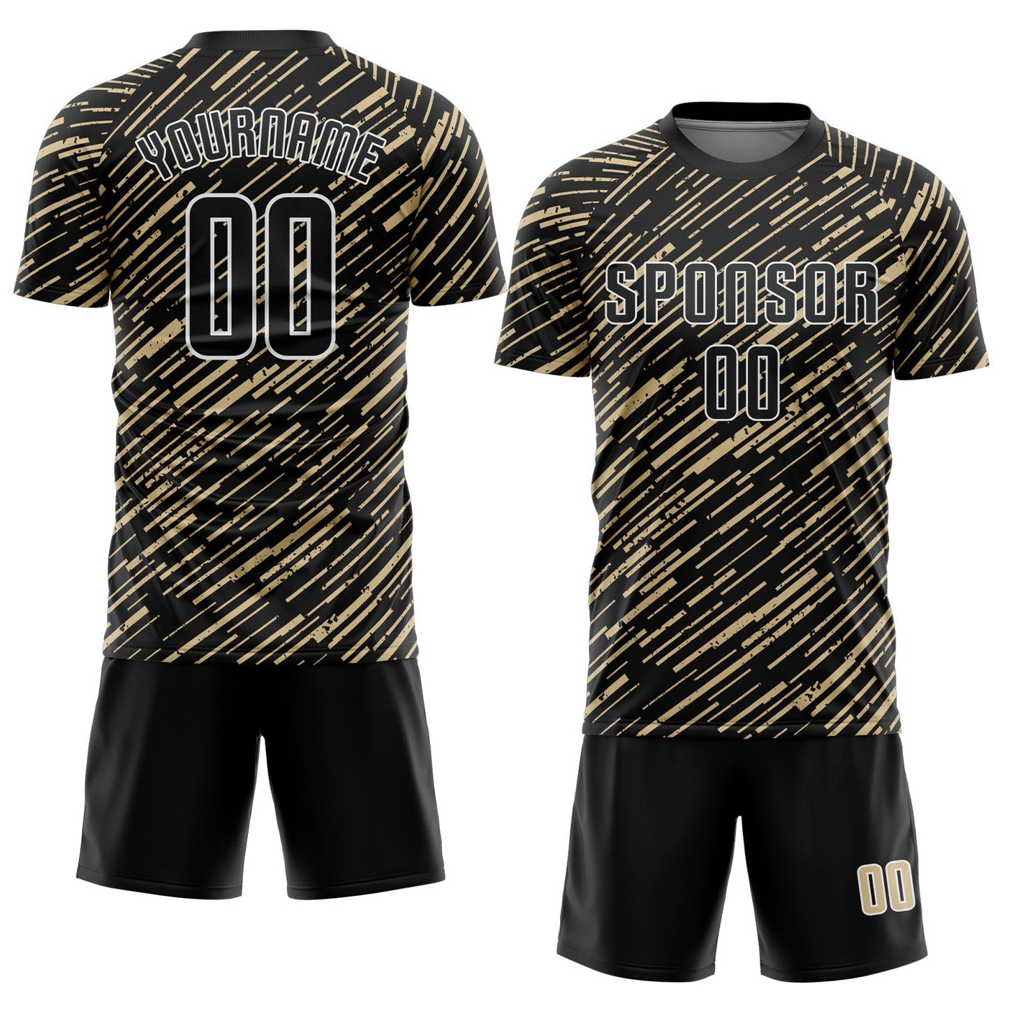 Custom Black Vegas Gold-White Line Sports Sublimation Soccer Uniform Jersey view 2