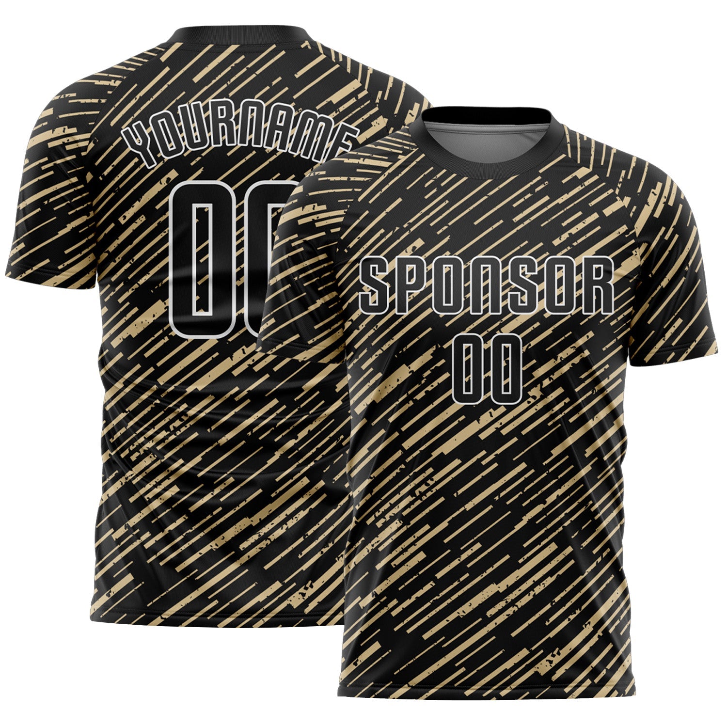 Custom Black Vegas Gold-White Line Sports Sublimation Soccer Uniform Jersey - Main View