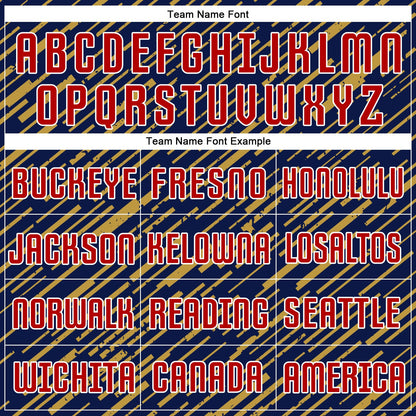 Custom Navy Red Old Gold-White Line Sports Sublimation Soccer Uniform Jersey view 5