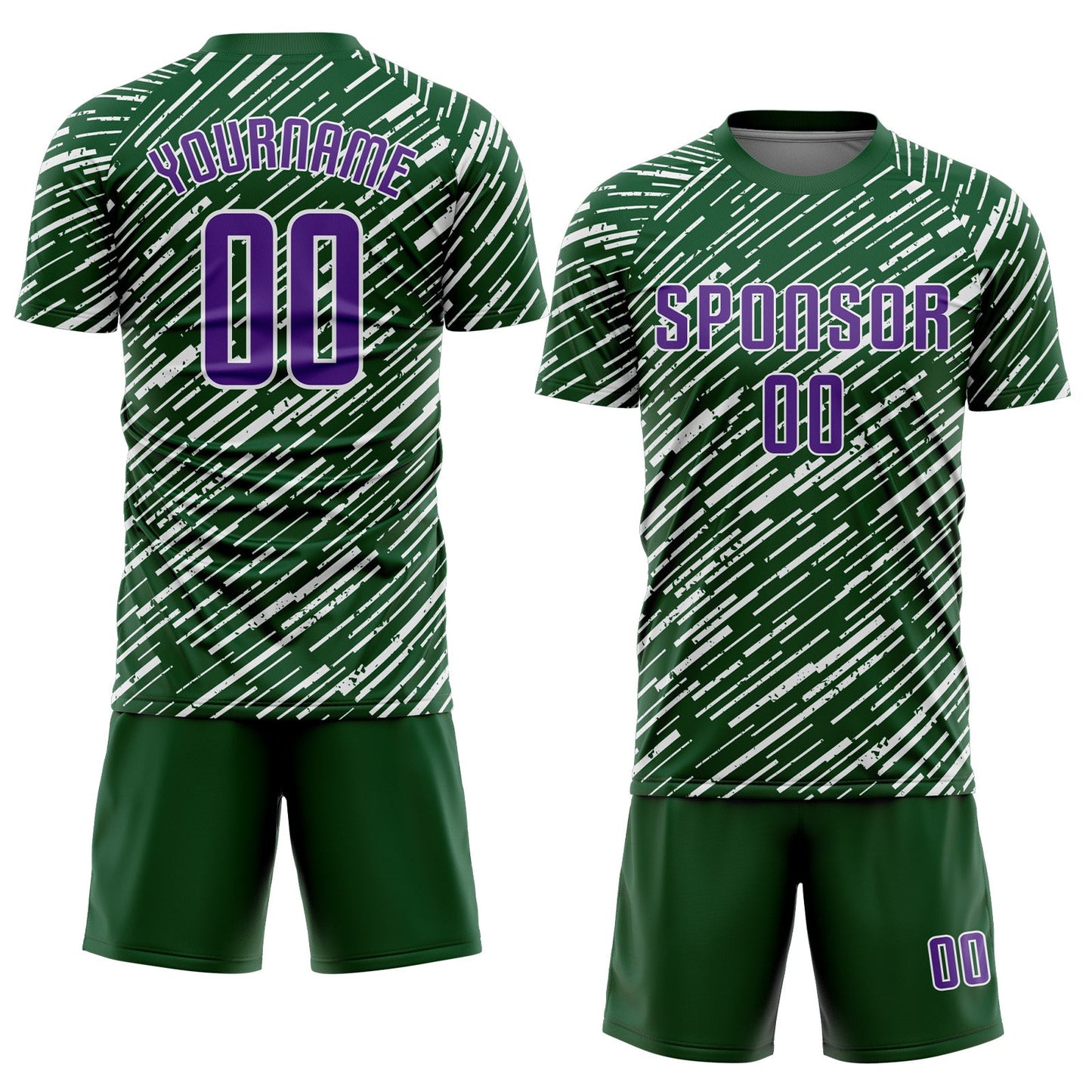 Custom Green Purple-White Line Sports Sublimation Soccer Uniform Jersey view 2