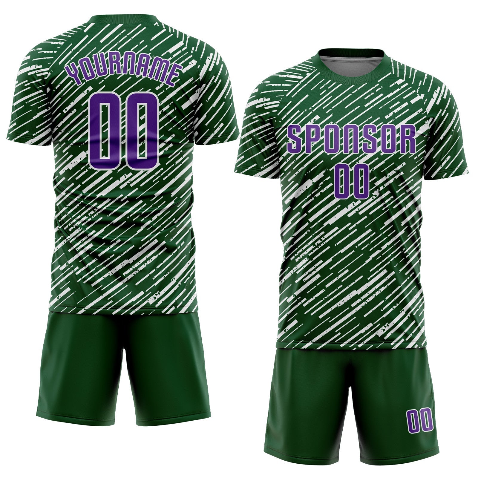 Custom Green Purple-White Line Sports Sublimation Soccer Uniform Jersey view 2