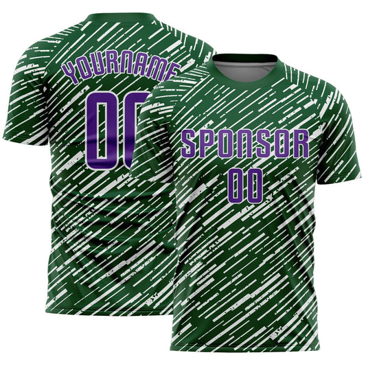 Custom Green Purple-White Line Sports Sublimation Soccer Uniform Jersey - Main View