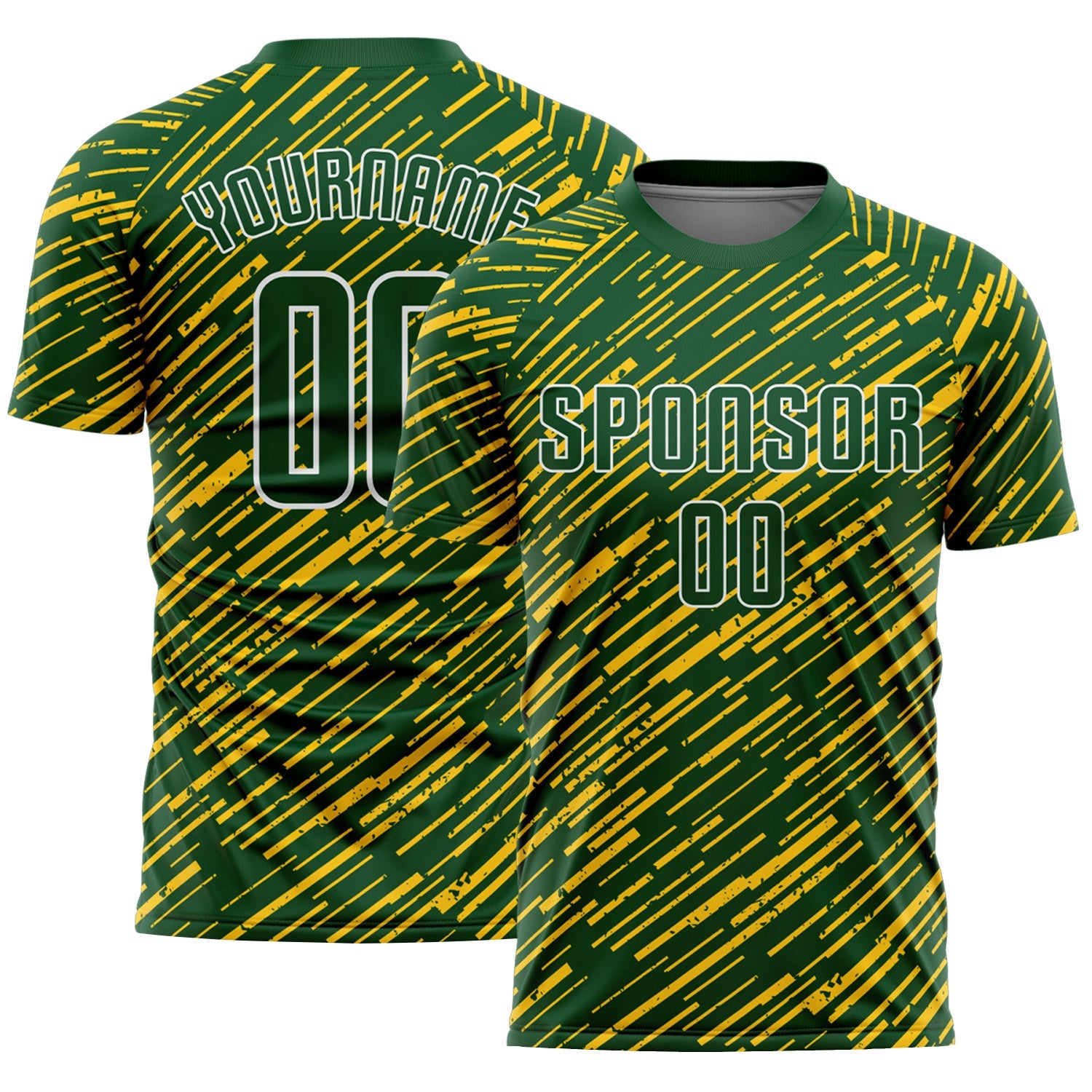 Custom Green Yellow-White Line Sports Sublimation Soccer Uniform Jersey - Main View
