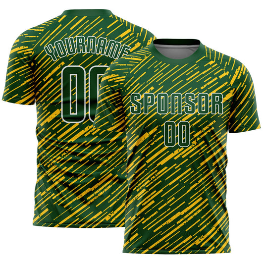 Custom Green Yellow-White Line Sports Sublimation Soccer Uniform Jersey - Main View