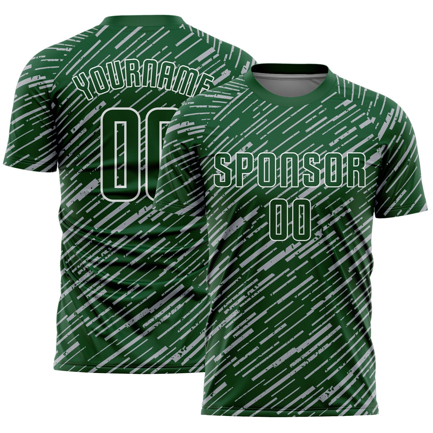 Custom Green Gray-White Line Sports Sublimation Soccer Uniform Jersey - Main View