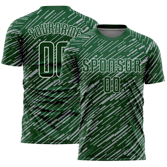Custom Green Gray-White Line Sports Sublimation Soccer Uniform Jersey - Main View