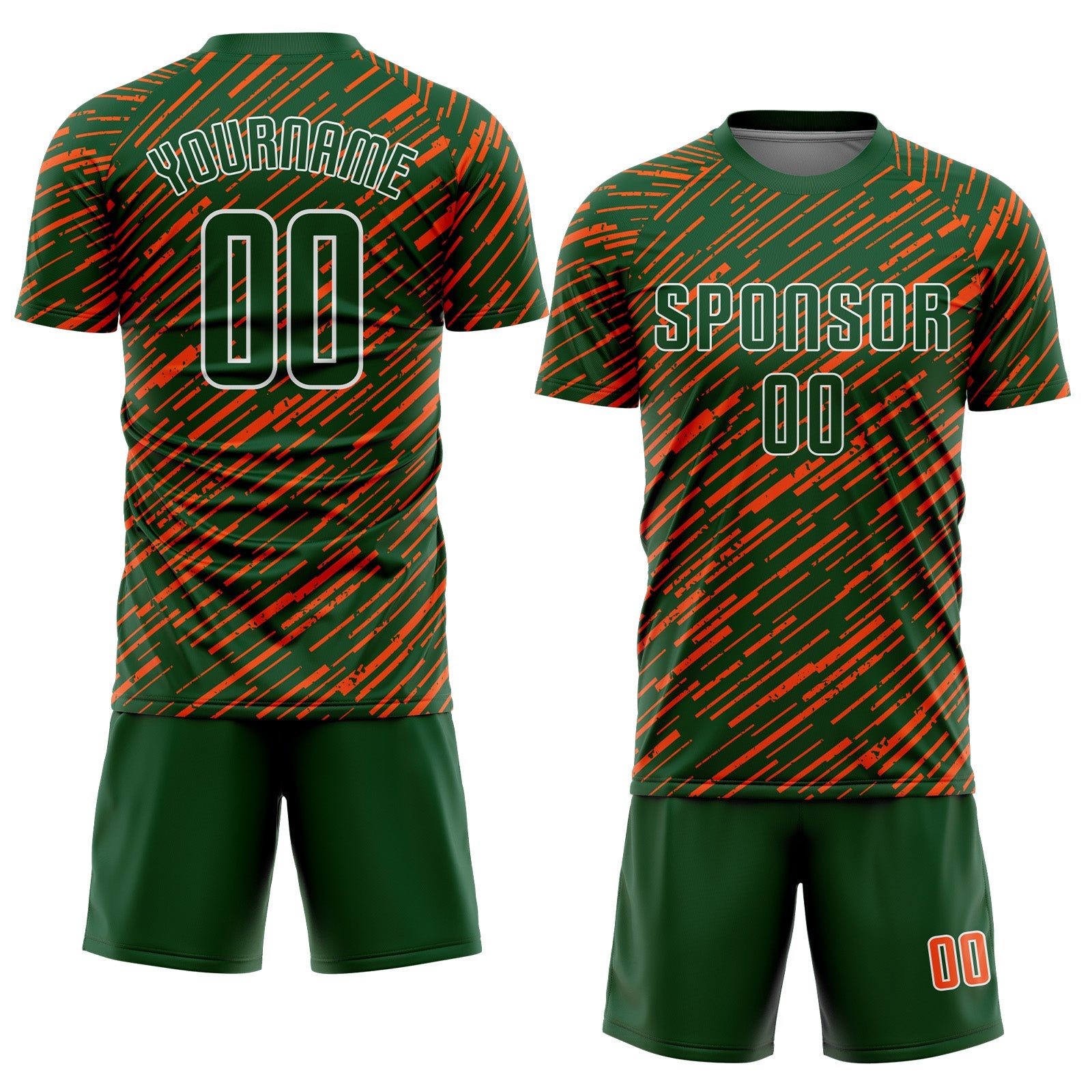 Custom Green Orange-White Line Sports Sublimation Soccer Uniform Jersey view 2