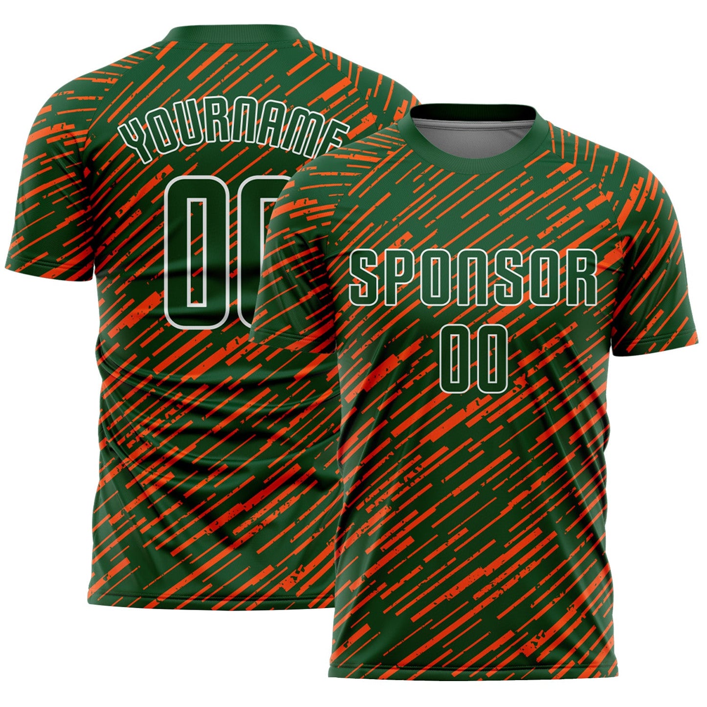 Custom Green Orange-White Line Sports Sublimation Soccer Uniform Jersey - Main View