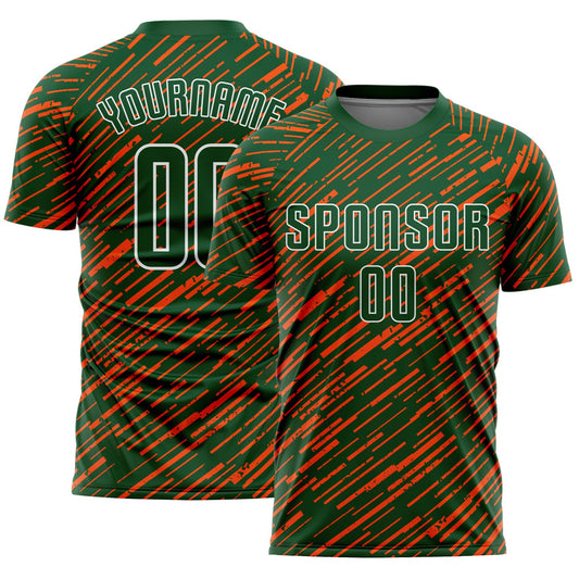 Custom Green Orange-White Line Sports Sublimation Soccer Uniform Jersey - Main View