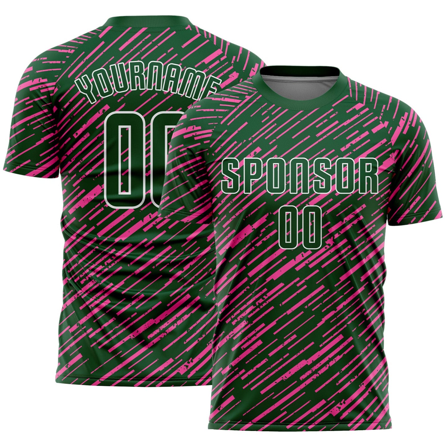 Custom Green Pink-White Line Sports Sublimation Soccer Uniform Jersey - Main View