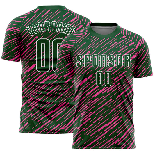 Custom Green Pink-White Line Sports Sublimation Soccer Uniform Jersey - Main View