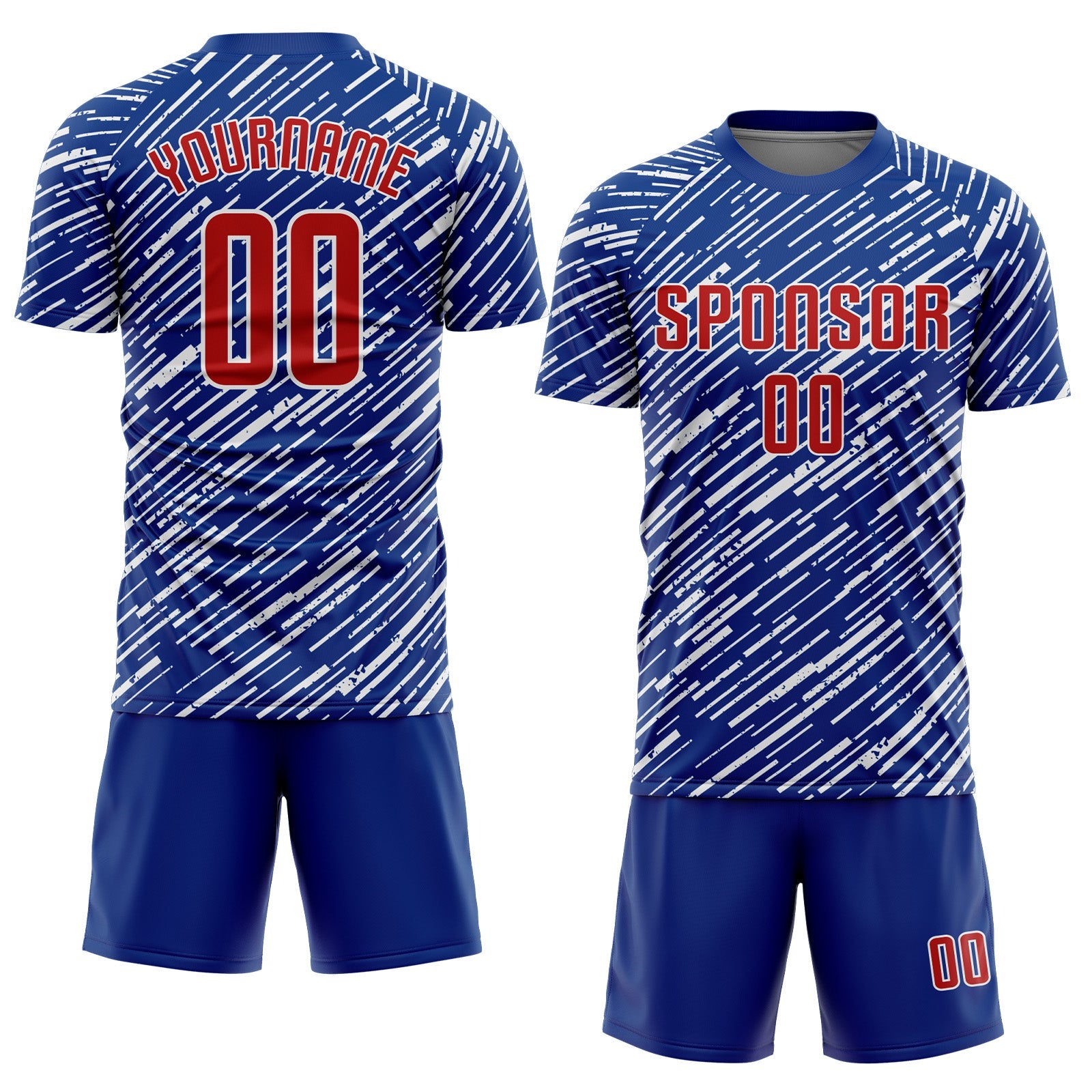 Custom Royal Red-White Line Sports Sublimation Soccer Uniform Jersey view 2