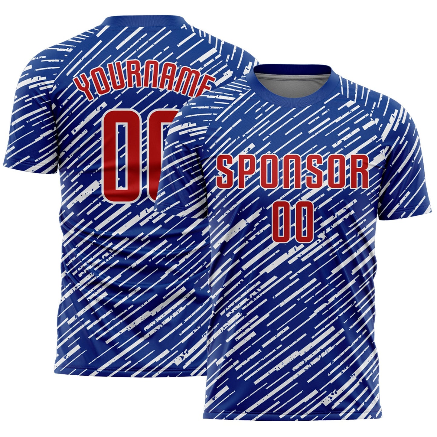 Custom Royal Red-White Line Sports Sublimation Soccer Uniform Jersey - Main View