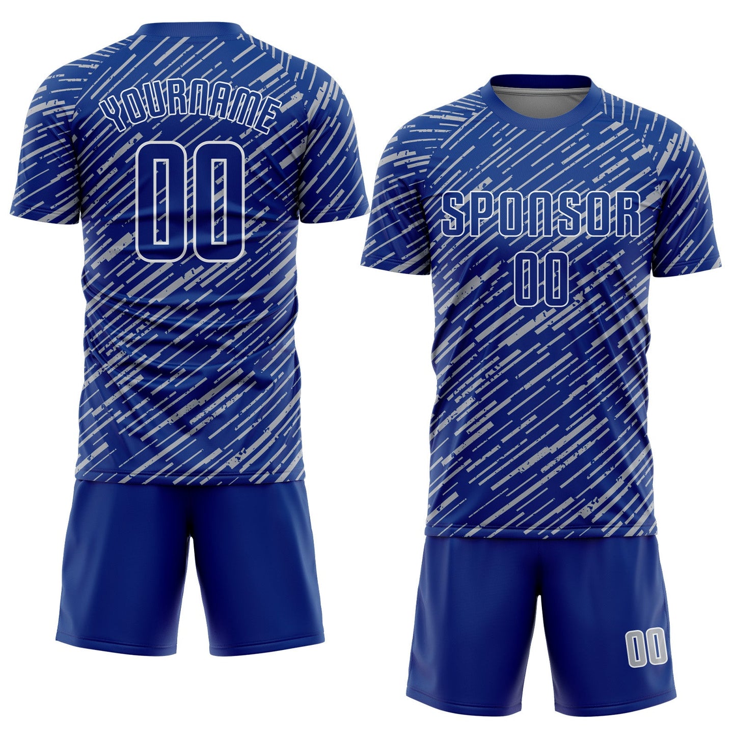 Custom Royal Gray-White Line Sports Sublimation Soccer Uniform Jersey view 2