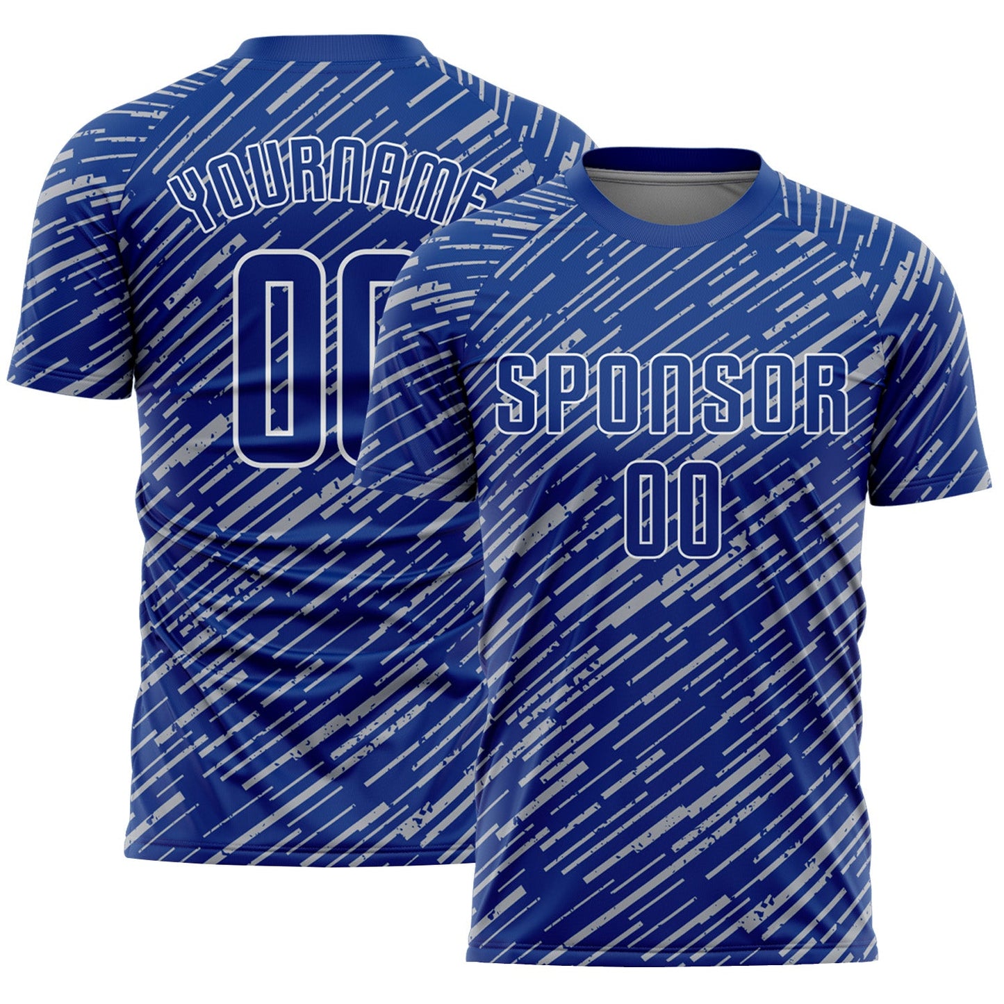 Custom Royal Gray-White Line Sports Sublimation Soccer Uniform Jersey - Main View