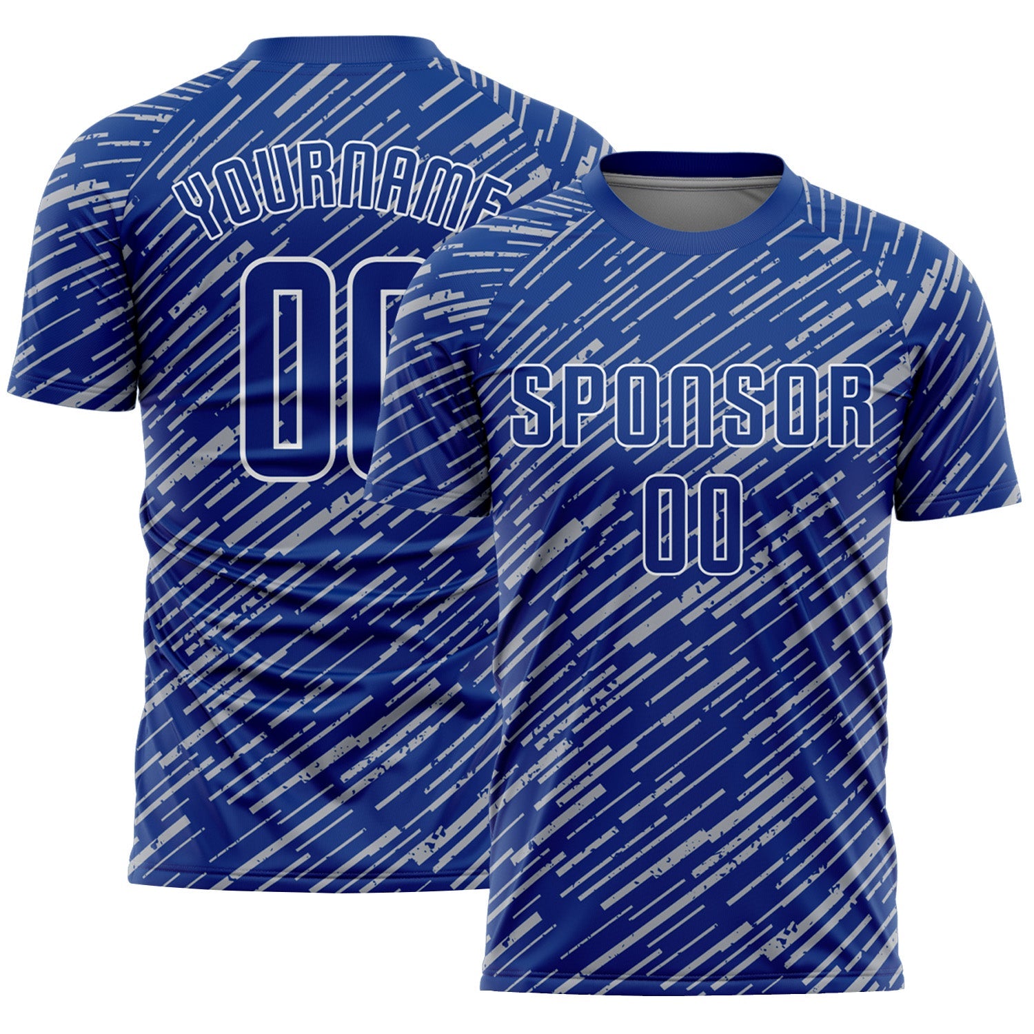 Custom Royal Gray-White Line Sports Sublimation Soccer Uniform Jersey - Main View