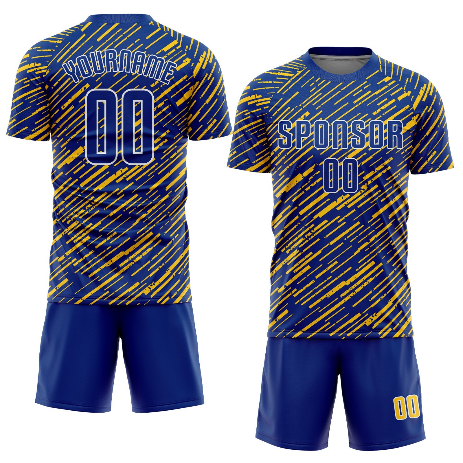 Custom Royal Yellow-White Line Sports Sublimation Soccer Uniform Jersey view 2