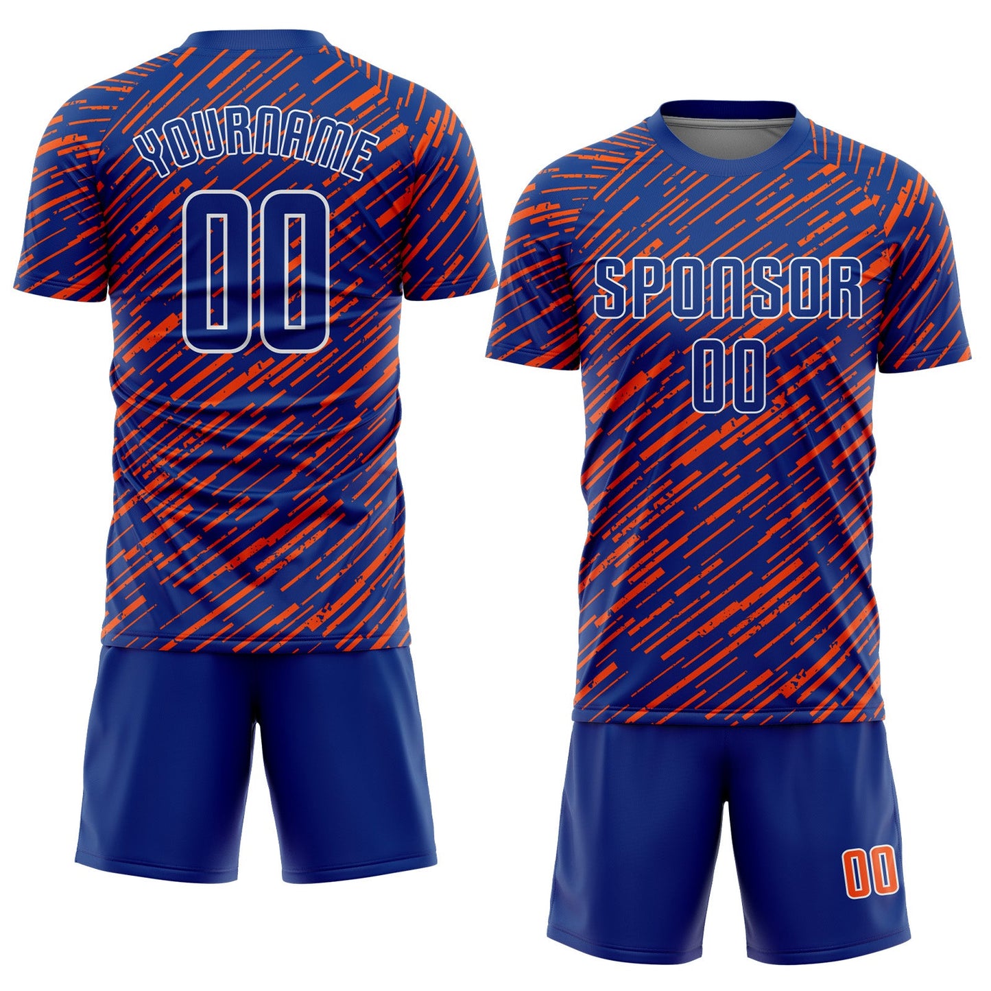 Custom Royal Orange-White Line Sports Sublimation Soccer Uniform Jersey view 2