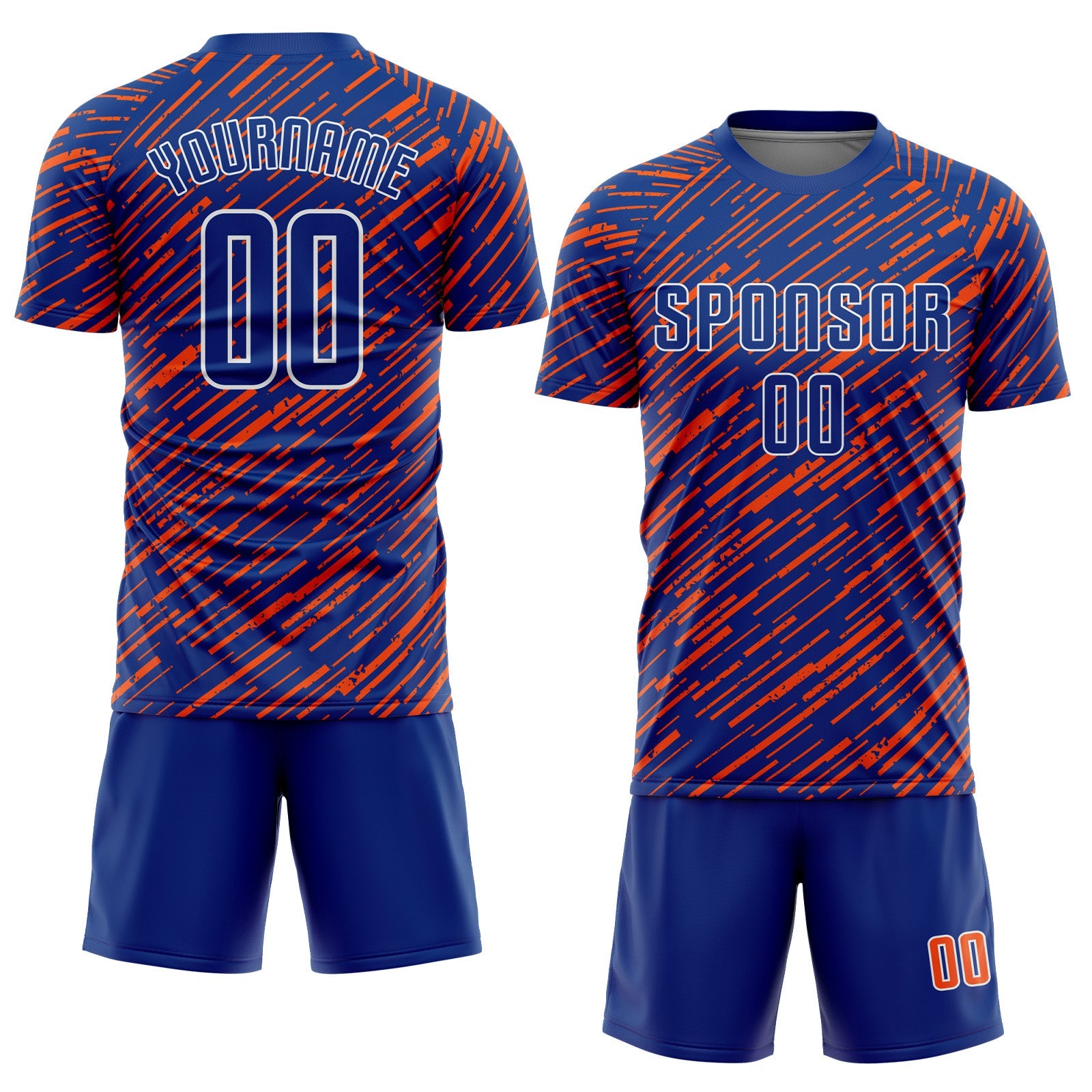 Custom Royal Orange-White Line Sports Sublimation Soccer Uniform Jersey view 2