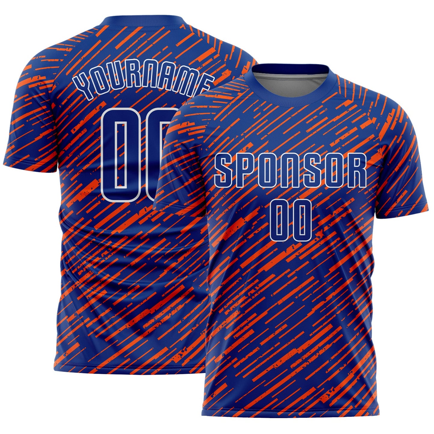 Custom Royal Orange-White Line Sports Sublimation Soccer Uniform Jersey - Main View
