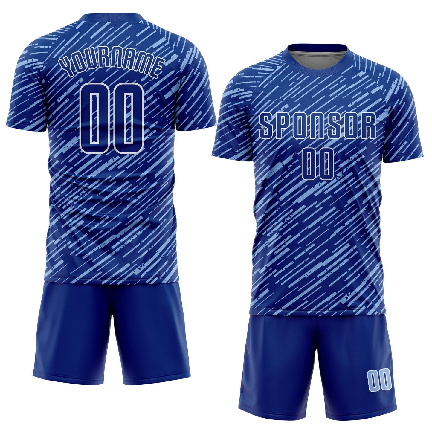 Custom Royal Light Blue-White Line Sports Sublimation Soccer Uniform Jersey view 2