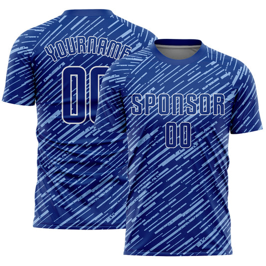 Custom Royal Light Blue-White Line Sports Sublimation Soccer Uniform Jersey - Main View