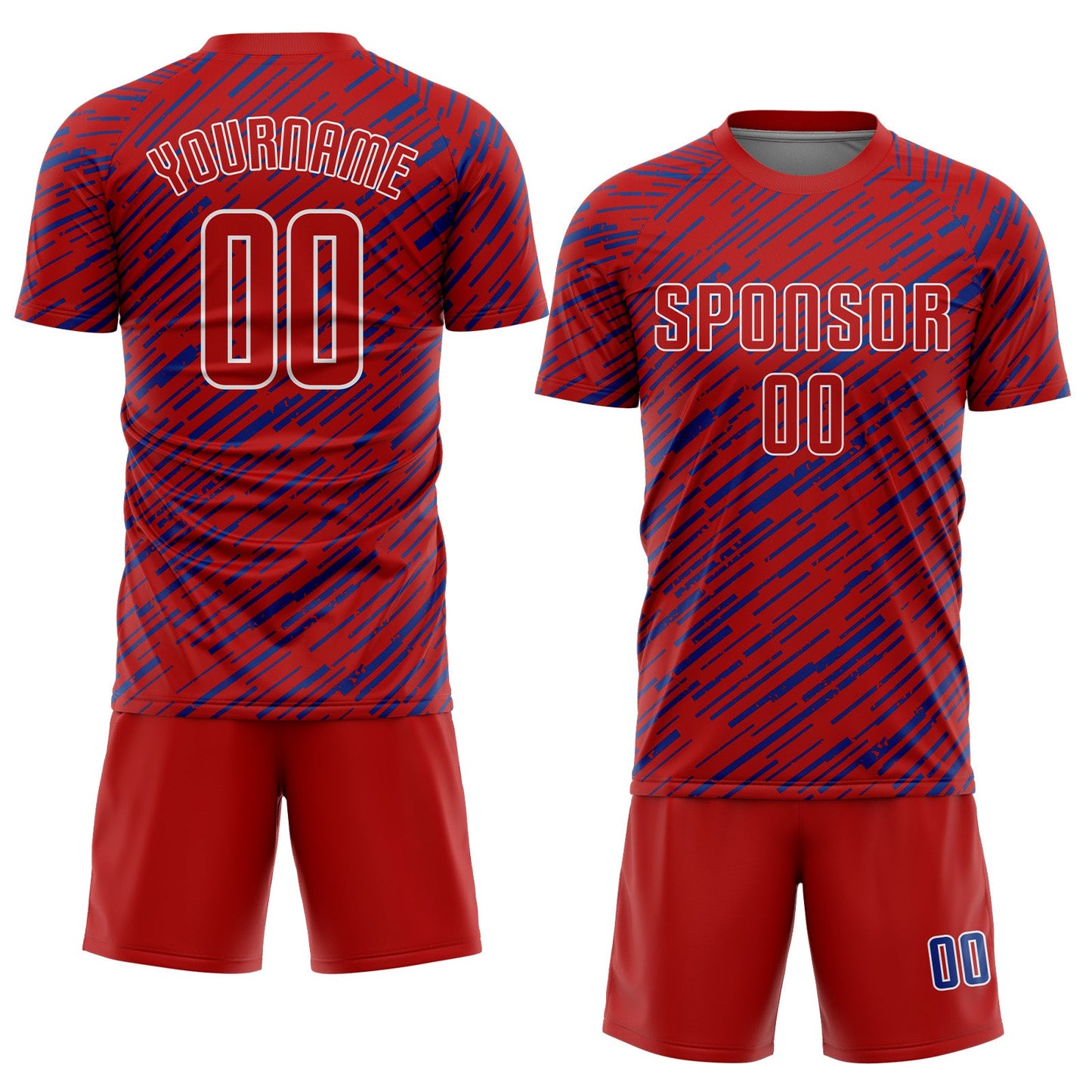 Custom Red Royal-White Line Sports Sublimation Soccer Uniform Jersey view 2