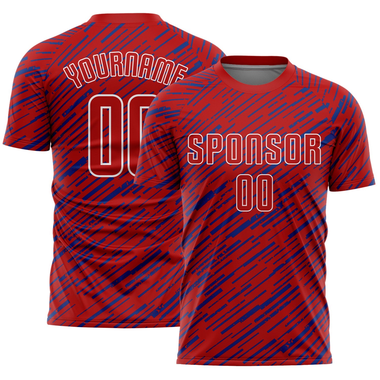 Custom Red Royal-White Line Sports Sublimation Soccer Uniform Jersey - Main View
