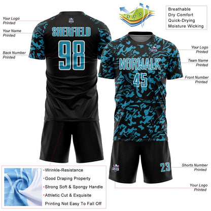 Custom Black Panther Blue-White Liquid Fluid Pattern Sports Sublimation Soccer Uniform Jersey view 4