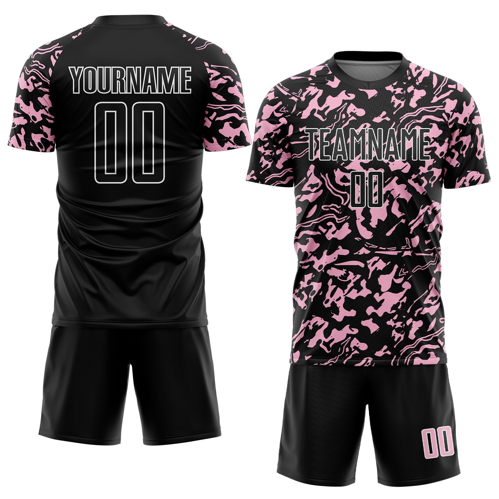 Custom Black Light Pink-White Liquid Fluid Pattern Sports Sublimation Soccer Uniform Jersey view 2