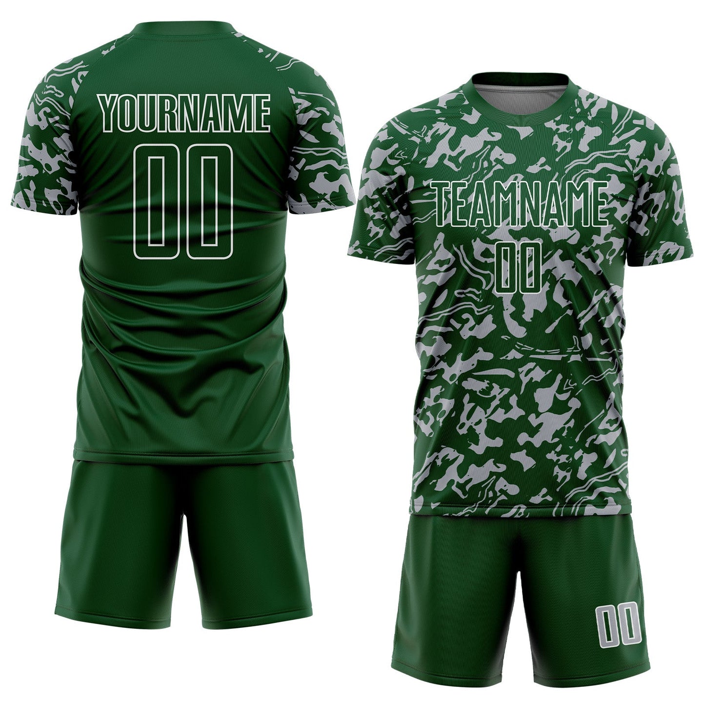 Custom Green Gray-White Liquid Fluid Pattern Sports Sublimation Soccer Uniform Jersey view 2