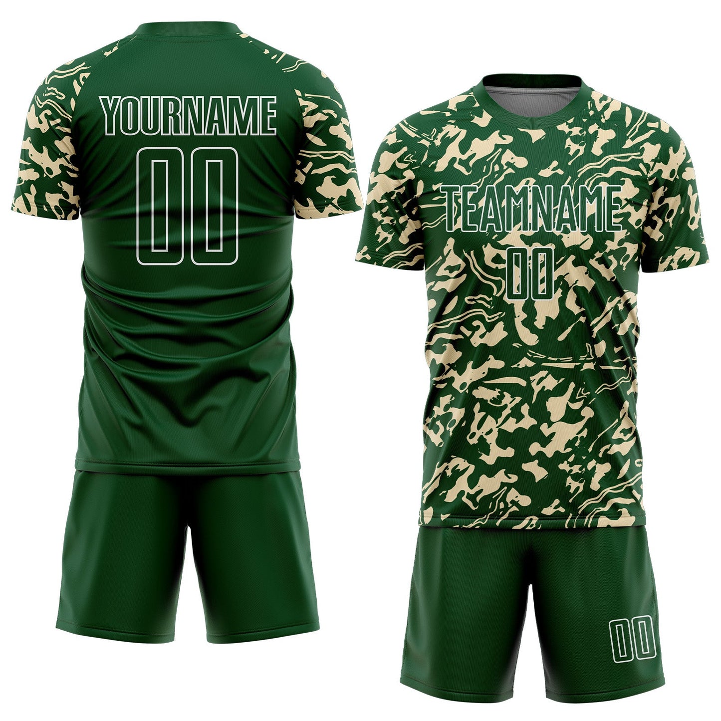 Custom Green Cream-White Liquid Fluid Pattern Sports Sublimation Soccer Uniform Jersey view 2