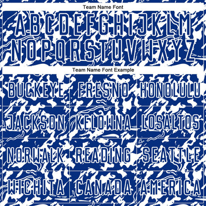 Custom Royal White Liquid Fluid Pattern Sports Sublimation Soccer Uniform Jersey view 5
