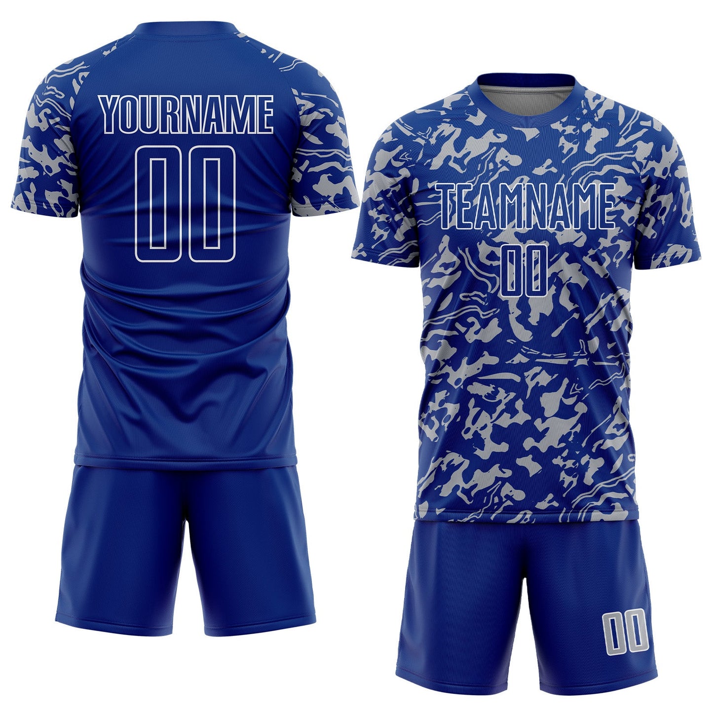 Custom Royal Gray-White Liquid Fluid Pattern Sports Sublimation Soccer Uniform Jersey view 2