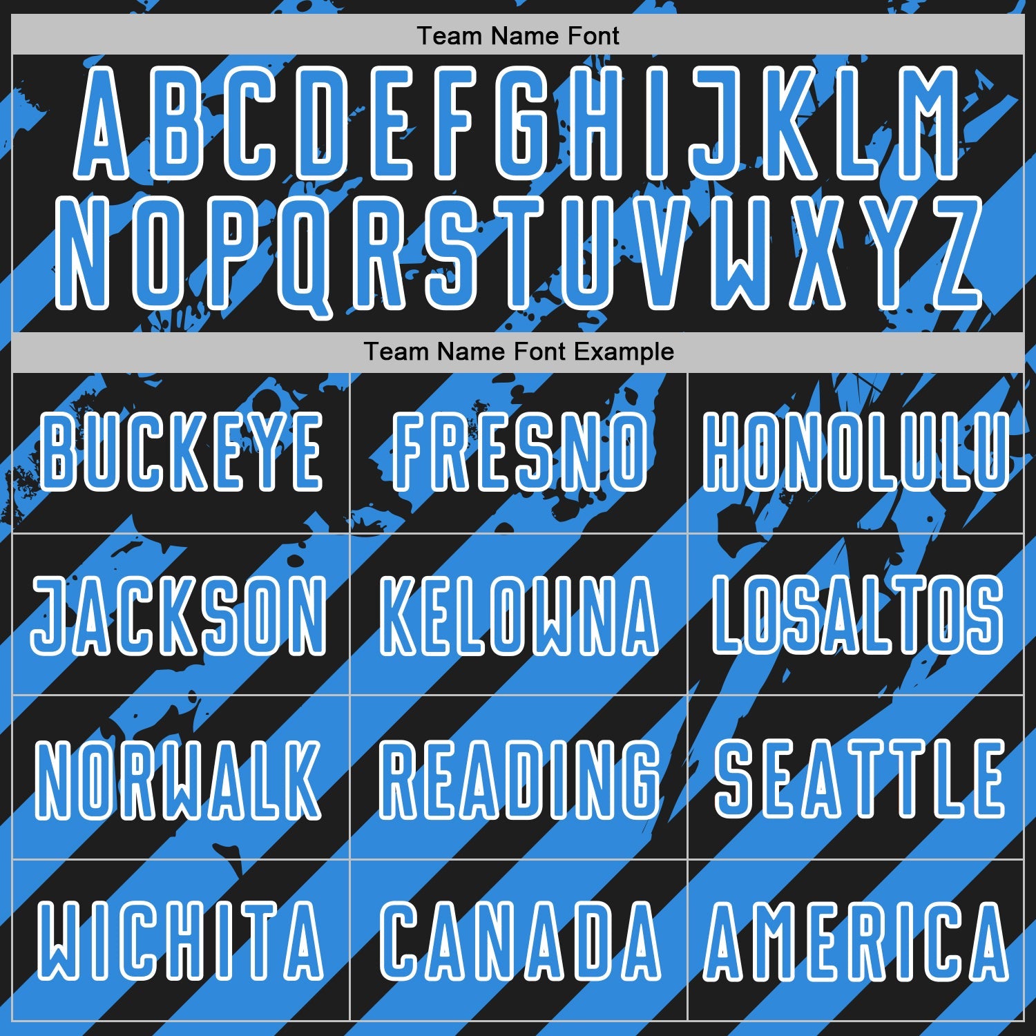 Custom Black Powder Blue-White Distressed Diagonal Stripe Pattern Sports Sublimation Soccer Uniform Jersey view 5