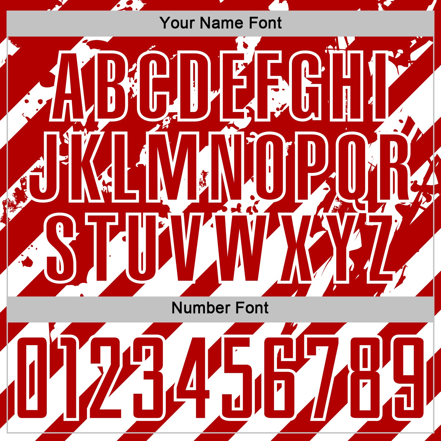 Custom Red White Distressed Diagonal Stripe Pattern Sports Sublimation Soccer Uniform Jersey view 6